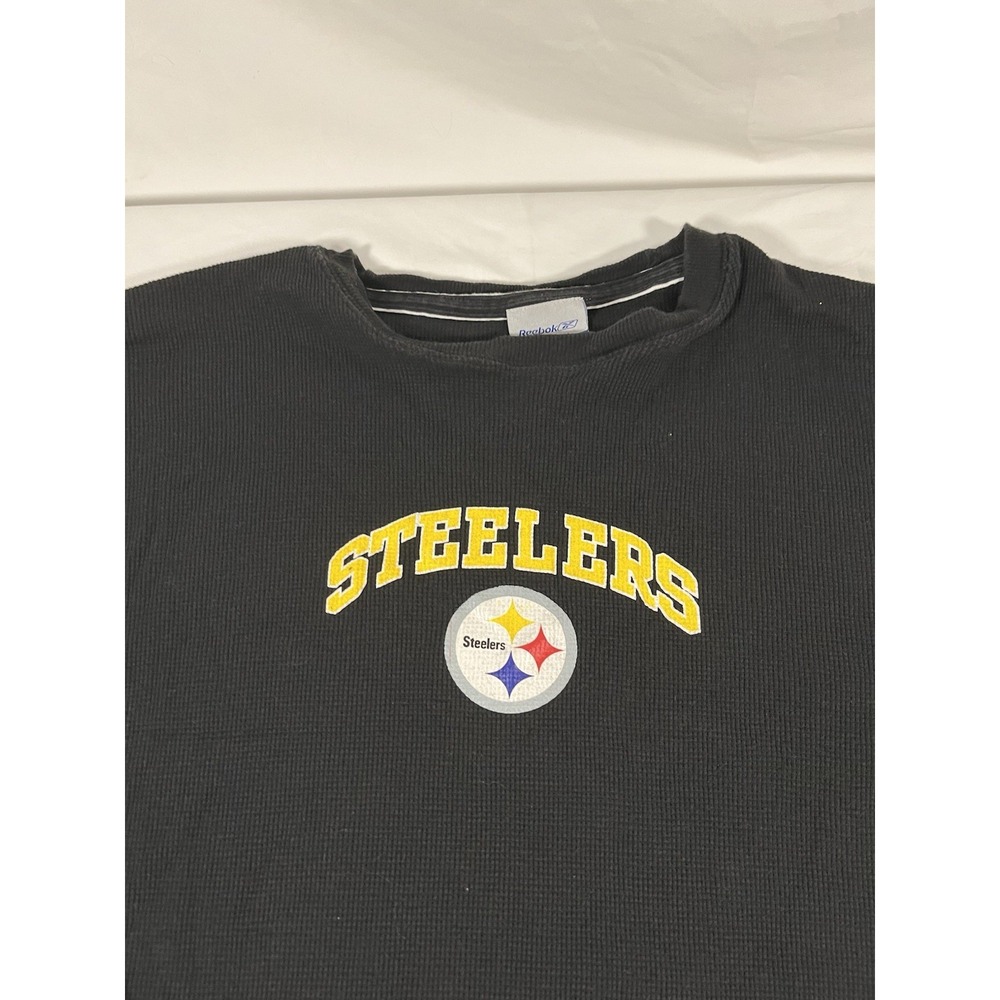 Reebok Pittsburgh Steelers Thermal Shirt XL Black Long Sleeve NFL Waffle Knit
